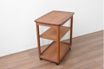 和製ヴィンテージ　希少　青林製作所　チーク無垢材で作られた北欧デザインのワゴン　(R-086692)