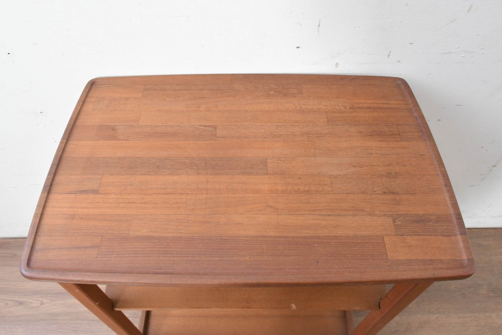 和製ヴィンテージ　希少　青林製作所　チーク無垢材で作られた北欧デザインのワゴン　(R-086692)