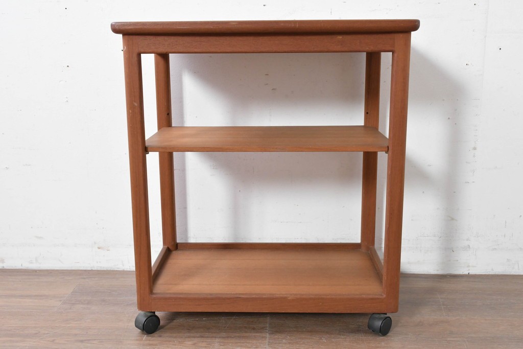 和製ヴィンテージ　希少　青林製作所　チーク無垢材で作られた北欧デザインのワゴン　(R-086692)