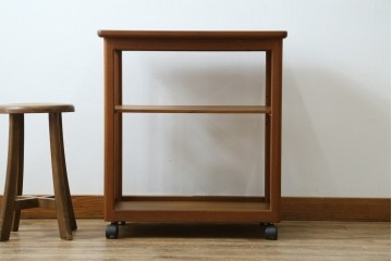 和製ヴィンテージ　希少　青林製作所　チーク無垢材で作られた北欧デザインのワゴン　(R-086692)