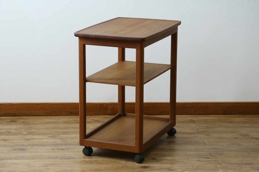 和製ヴィンテージ　希少　青林製作所　チーク無垢材で作られた北欧デザインのワゴン　(R-086692)