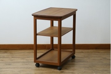 和製ヴィンテージ　希少　青林製作所　チーク無垢材で作られた北欧デザインのワゴン　(R-086692)