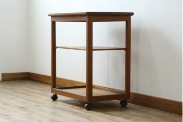 和製ヴィンテージ　希少　青林製作所　チーク無垢材で作られた北欧デザインのワゴン　(R-086692)