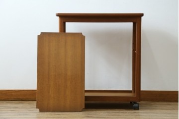 和製ヴィンテージ　希少　青林製作所　チーク無垢材で作られた北欧デザインのワゴン　(R-086692)