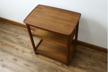 和製ヴィンテージ　希少　青林製作所　チーク無垢材で作られた北欧デザインのワゴン　(R-086692)