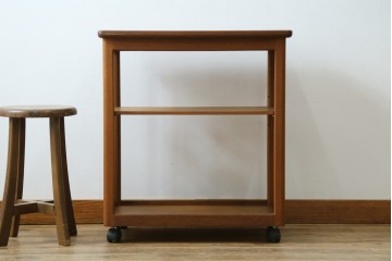 和製ヴィンテージ　希少　青林製作所　チーク無垢材で作られた北欧デザインのワゴン　(R-086692)