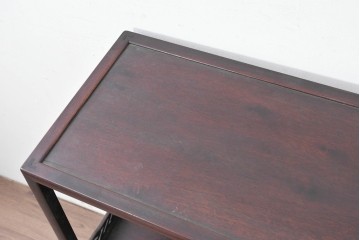 和製アンティーク　時代物!!　総紫檀(シタン)材　漆塗り　銘木の良さが際立つ透かし彫り入りの茶棚　(R-086695)