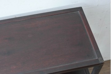 和製アンティーク　時代物!!　総紫檀(シタン)材　漆塗り　銘木の良さが際立つ透かし彫り入りの茶棚　(R-086695)