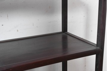 和製アンティーク　時代物!!　総紫檀(シタン)材　漆塗り　銘木の良さが際立つ透かし彫り入りの茶棚　(R-086695)