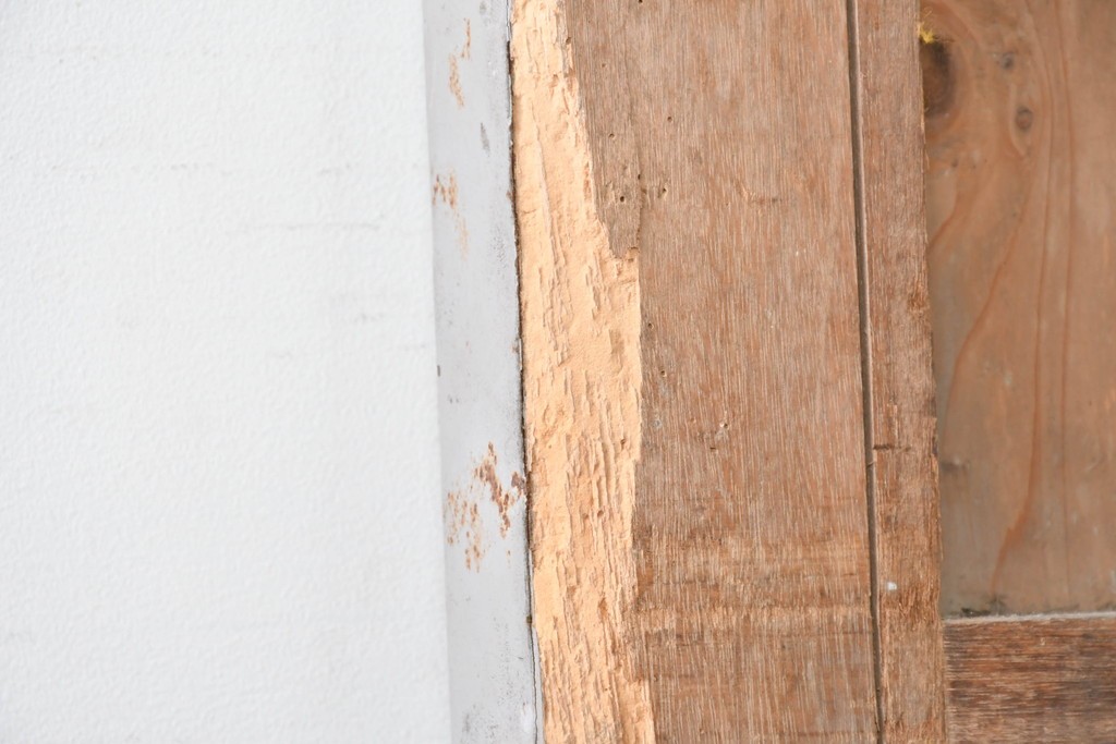 ヴィンテージ建具　昭和中期　鉄板張りの重厚な引き戸　(R-086697)