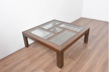 中古　美品　希少な廃番品　カリモク家具(karimoku)　domani(ドマーニ)　Morganton(モーガントン)　印象的なグリッドデザインのスクエア型センターテーブル　(R-086699)