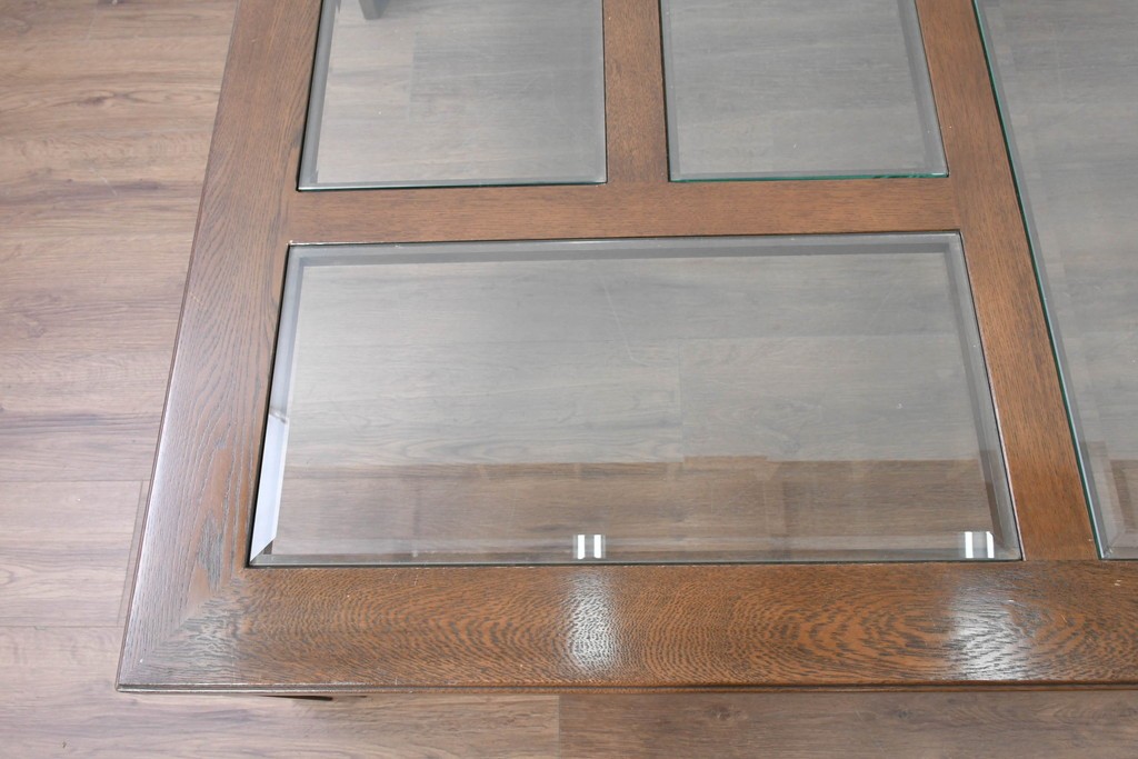 中古　美品　希少な廃番品　カリモク家具(karimoku)　domani(ドマーニ)　Morganton(モーガントン)　印象的なグリッドデザインのスクエア型センターテーブル　(R-086699)