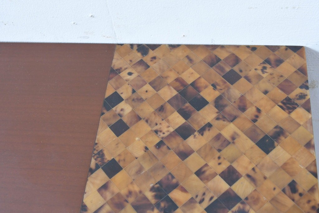 中古　希少!!　イタリア　Carlo Pessina(カルロ・ペッシーナ)デザイン　チーク材　貝殻で描くモザイク模様が印象的なダイニングテーブル　定価推定200万円　(R-086701)