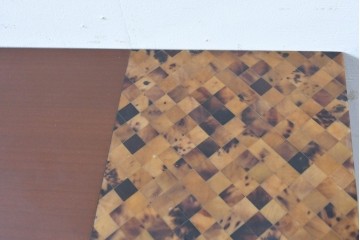 中古　希少!!　イタリア　Carlo Pessina(カルロ・ペッシーナ)デザイン　チーク材　貝殻で描くモザイク模様が印象的なダイニングテーブル　定価推定200万円　(R-086701)