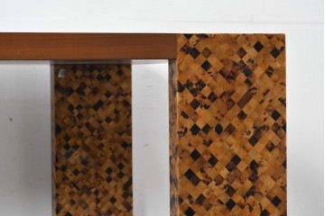 中古　希少!!　イタリア　Carlo Pessina(カルロ・ペッシーナ)デザイン　チーク材　貝殻で描くモザイク模様が印象的なダイニングテーブル　定価推定200万円　(R-086701)