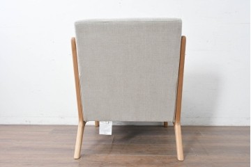 中古　美品　ZARA HOME(ザラホーム)　アッシュウッド材のフレームがおしゃれなリネンアームチェアとオットマンのセット　定価約9万3千円　(R-086709)