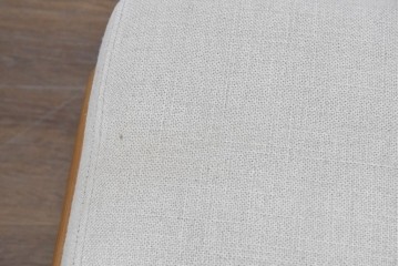 中古　美品　ZARA HOME(ザラホーム)　アッシュウッド材のフレームがおしゃれなリネンアームチェアとオットマンのセット　定価約9万3千円　(R-086709)