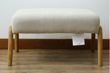 中古　美品　ZARA HOME(ザラホーム)　アッシュウッド材のフレームがおしゃれなリネンアームチェアとオットマンのセット　定価約9万3千円　(R-086709)