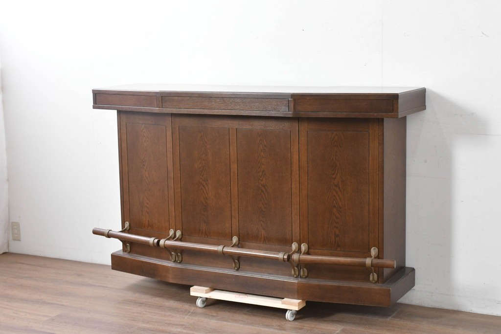 中古　美品　激レア希少モデル!!　カリモク家具(karimoku)　domani(ドマーニ)　Morganton(モーガントン)　フットレール付きバーカウンターテーブル　定価100万円以上　(R-086715)