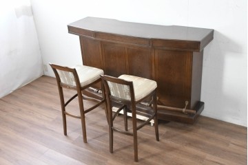 中古　美品　激レア希少モデル!!　カリモク家具(karimoku)　domani(ドマーニ)　Morganton(モーガントン)　フットレール付きバーカウンターテーブル　定価100万円以上　(R-086715)