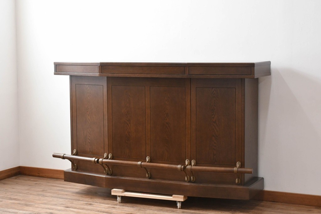 中古　美品　激レア希少モデル!!　カリモク家具(karimoku)　domani(ドマーニ)　Morganton(モーガントン)　フットレール付きバーカウンターテーブル　定価100万円以上　(R-086715)