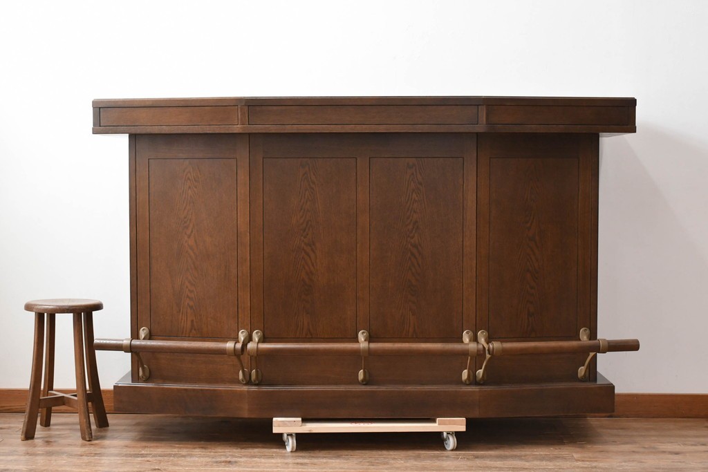 中古　美品　激レア希少モデル!!　カリモク家具(karimoku)　domani(ドマーニ)　Morganton(モーガントン)　フットレール付きバーカウンターテーブル　定価100万円以上　(R-086715)