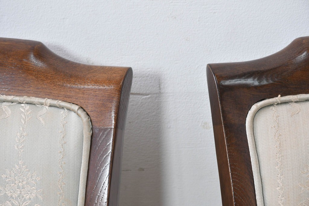 中古　希少　カリモク家具(karimoku)　domani(ドマーニ)　Morganton(モーガントン)　織り柄ファブリックが上品なカウンターチェア2脚セット　(R-086716)