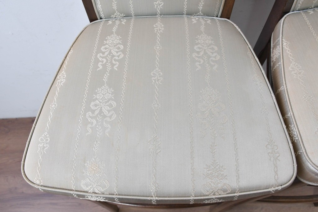 中古　希少　カリモク家具(karimoku)　domani(ドマーニ)　Morganton(モーガントン)　織り柄ファブリックが上品なカウンターチェア2脚セット　(R-086716)