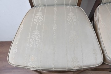 中古　希少　カリモク家具(karimoku)　domani(ドマーニ)　Morganton(モーガントン)　織り柄ファブリックが上品なカウンターチェア2脚セット　(R-086716)