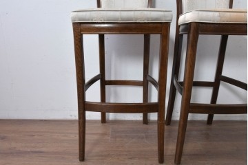 中古　希少　カリモク家具(karimoku)　domani(ドマーニ)　Morganton(モーガントン)　織り柄ファブリックが上品なカウンターチェア2脚セット　(R-086716)