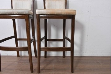 中古　希少　カリモク家具(karimoku)　domani(ドマーニ)　Morganton(モーガントン)　織り柄ファブリックが上品なカウンターチェア2脚セット　(R-086716)