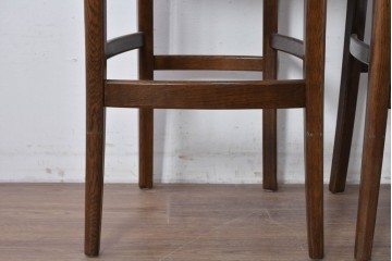 中古　希少　カリモク家具(karimoku)　domani(ドマーニ)　Morganton(モーガントン)　織り柄ファブリックが上品なカウンターチェア2脚セット　(R-086716)