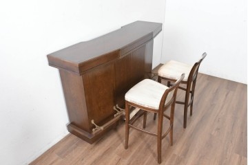 中古　希少　カリモク家具(karimoku)　domani(ドマーニ)　Morganton(モーガントン)　織り柄ファブリックが上品なカウンターチェア2脚セット　(R-086716)