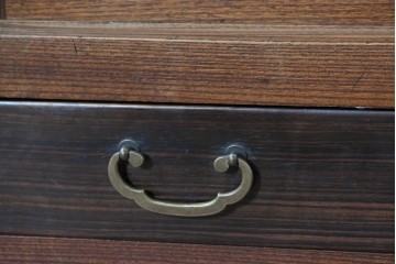 和製アンティーク　前面欅(ケヤキ)材　上杢!　引き出し3杯付きの関東水屋箪笥サイドボード　(R-086723)