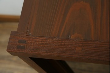 和製アンティーク　前面欅(ケヤキ)材　上杢!　違い棚付きの茶箪笥　(R-086724)