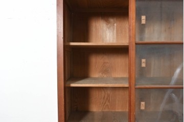 和製アンティーク　レトロな引き出し付き重ねガラス戸棚　(R-086727)