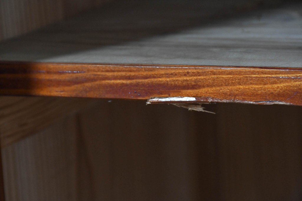 和製アンティーク　レトロな引き出し付き重ねガラス戸棚　(R-086727)