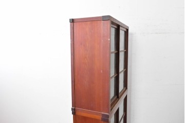 和製アンティーク　レトロな引き出し付き重ねガラス戸棚　(R-086727)