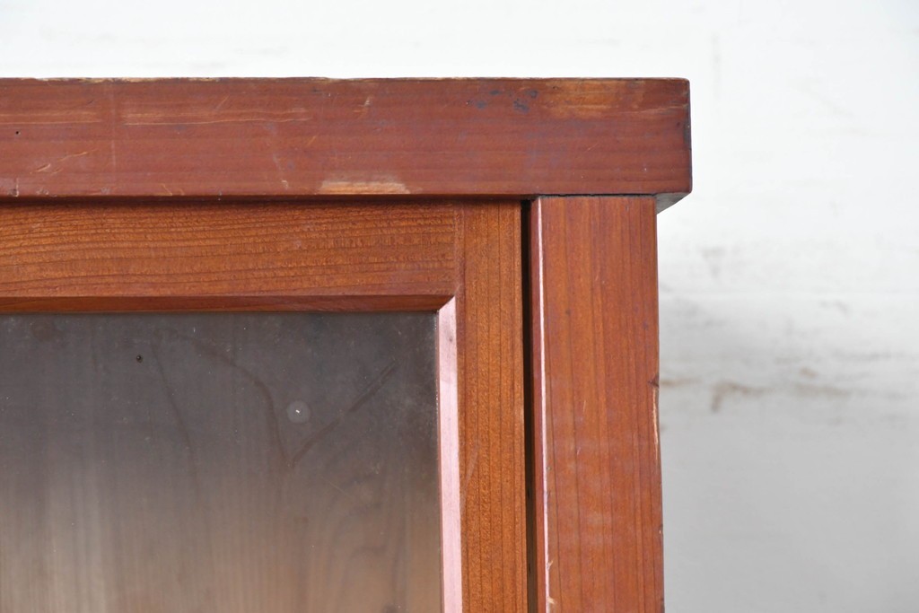 和製アンティーク　レトロな引き出し付き重ねガラス戸棚　(R-086727)