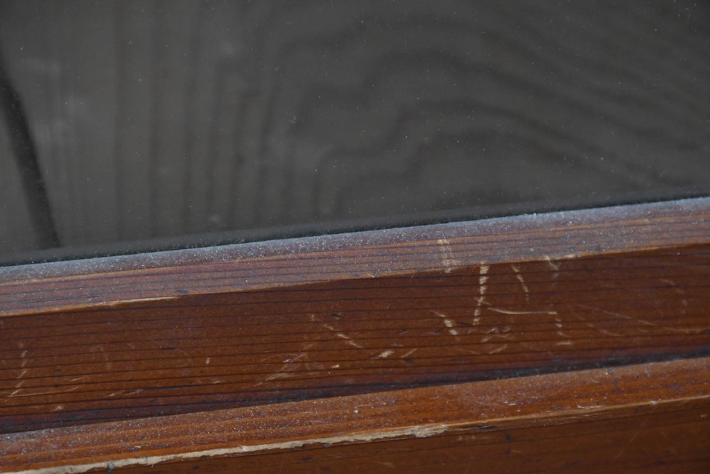 和製アンティーク　レトロな引き出し付き重ねガラス戸棚　(R-086727)