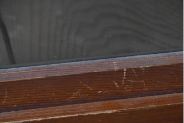 和製アンティーク　レトロな引き出し付き重ねガラス戸棚　(R-086727)