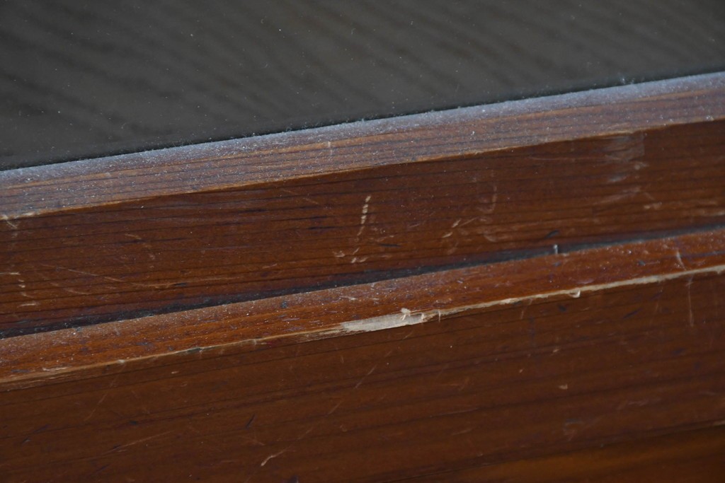 和製アンティーク　レトロな引き出し付き重ねガラス戸棚　(R-086727)