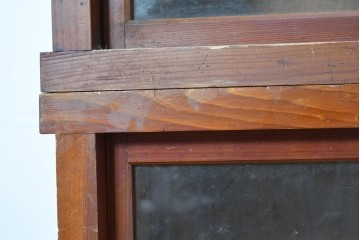 和製アンティーク　レトロな引き出し付き重ねガラス戸棚　(R-086727)