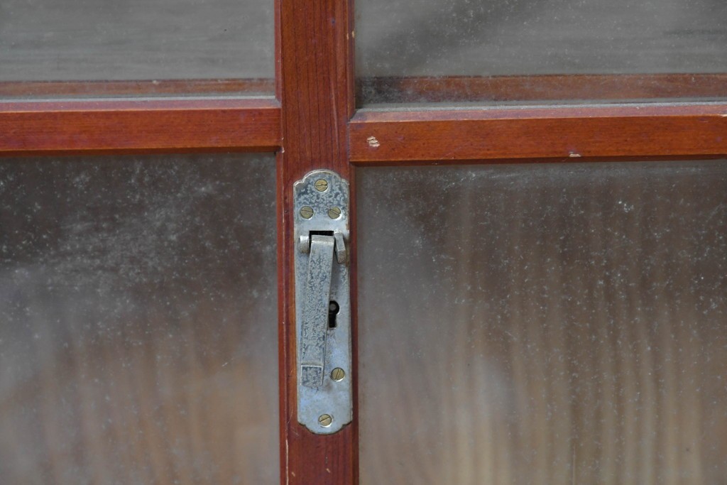 和製アンティーク　レトロな引き出し付き重ねガラス戸棚　(R-086727)