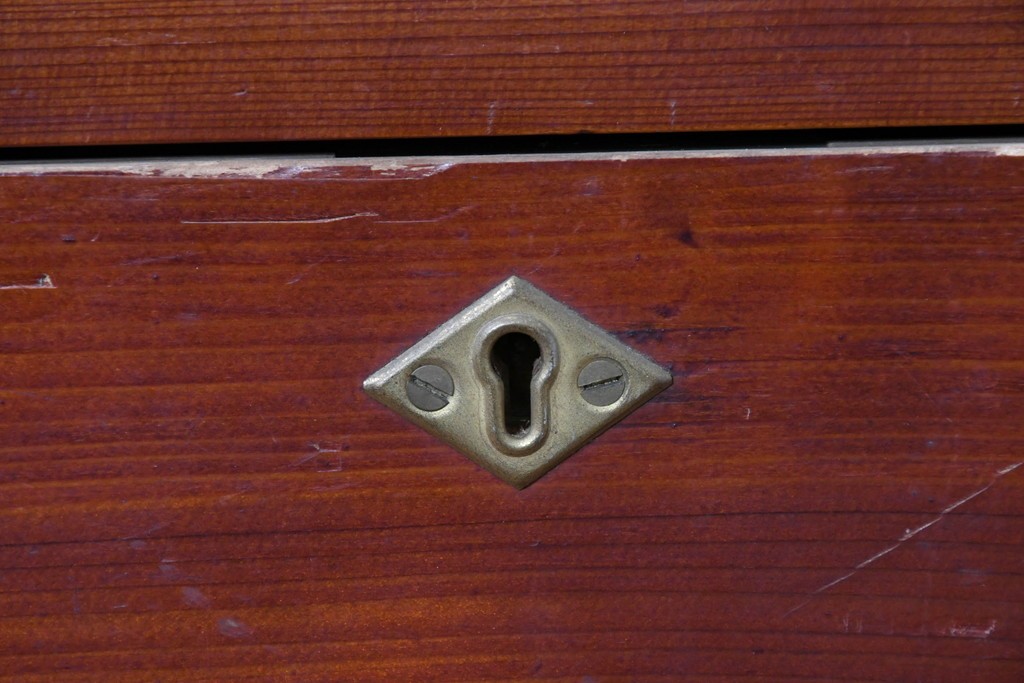 和製アンティーク　レトロな引き出し付き重ねガラス戸棚　(R-086727)