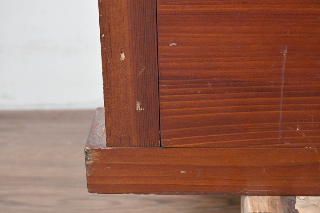 和製アンティーク　レトロな引き出し付き重ねガラス戸棚　(R-086727)