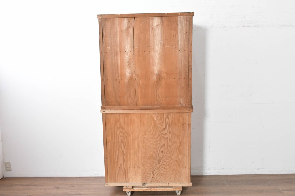 和製アンティーク　レトロな引き出し付き重ねガラス戸棚　(R-086727)