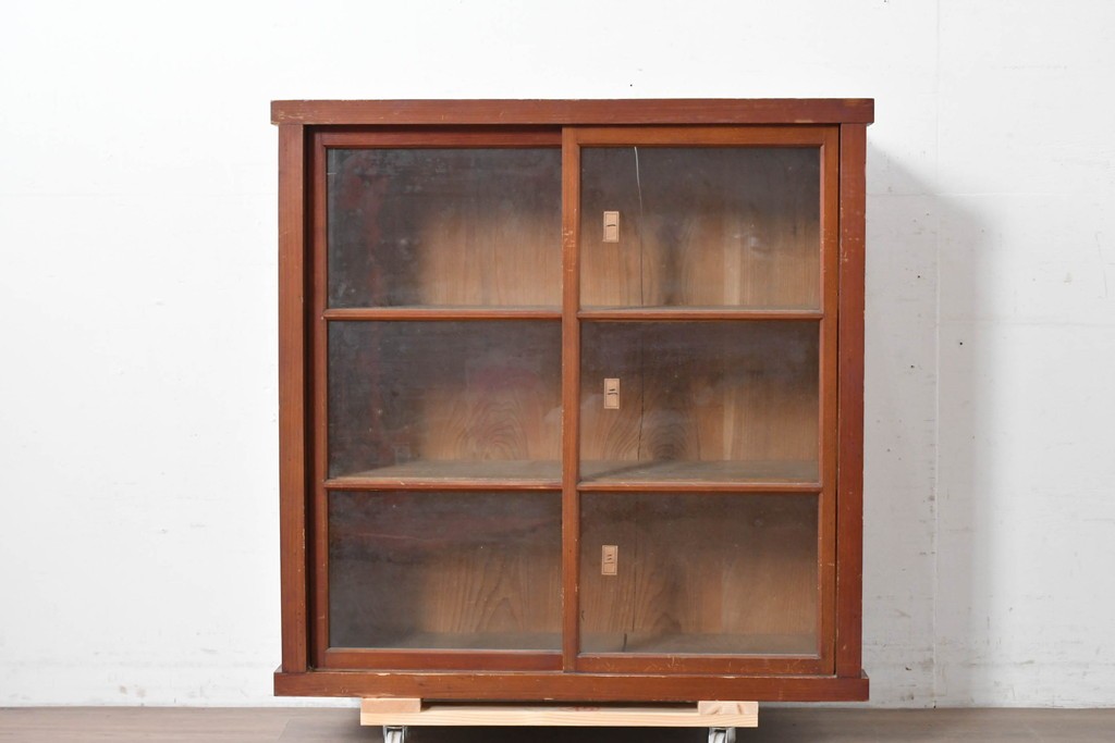 和製アンティーク　レトロ　素朴なガラス戸棚　(R-086728)