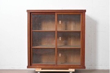 和製アンティーク　レトロ　素朴なガラス戸棚　(R-086728)