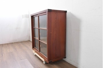 和製アンティーク　レトロ　素朴なガラス戸棚　(R-086728)